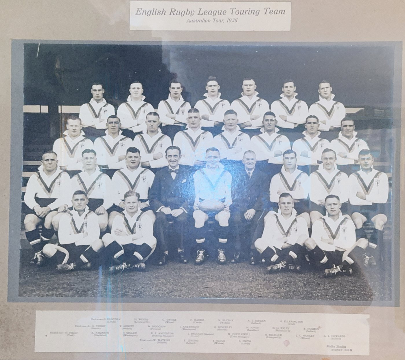 The English Rugby League Touring Team, Australian Tour 1936, official group photograph
