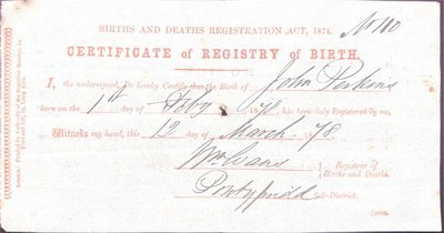 Birth of John Perkins