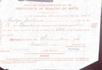 Birth of Emlyn Jenkins
