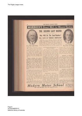 The Rugby League News, 15 August 1936, England Wins First New Zealand Test