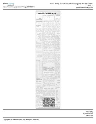 Widnes Weekly News, 18 November 1938, Emlyn Jenkins Retires