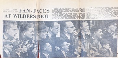 Newspaper feature 'Fan-Faces at Wilderspool', The Examiner, 18 October 1947