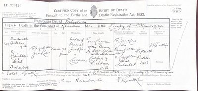 Death of Elizabeth Jenkins