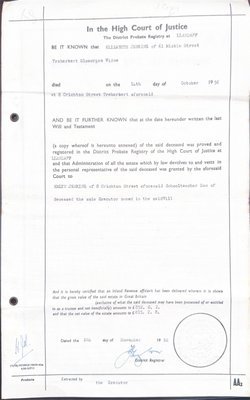 Will and probate of Elizabeth Jenkins